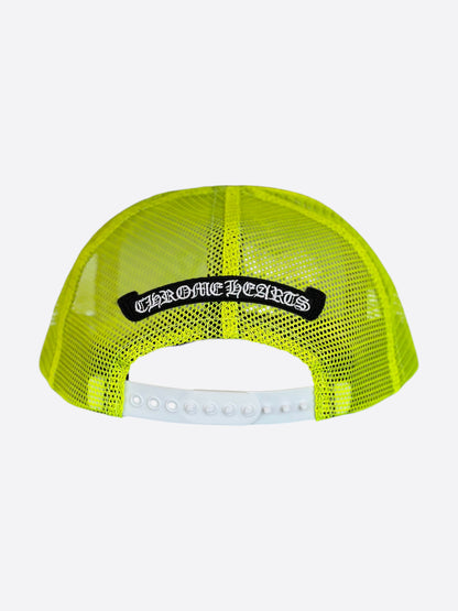 Chrome Hearts Neon Yellow Cemetery Cross Patch Trucker Hat