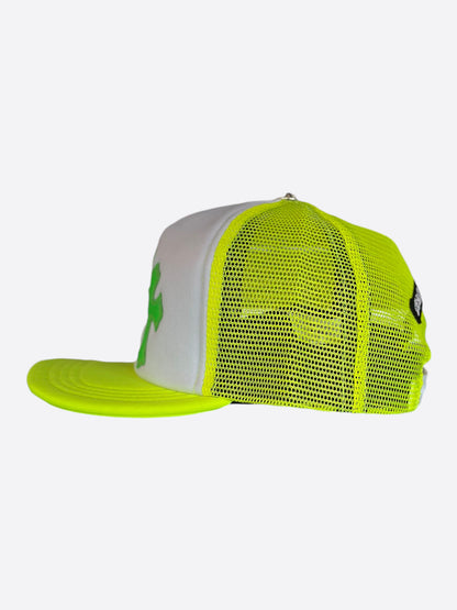 Chrome Hearts Neon Yellow Cemetery Cross Patch Trucker Hat