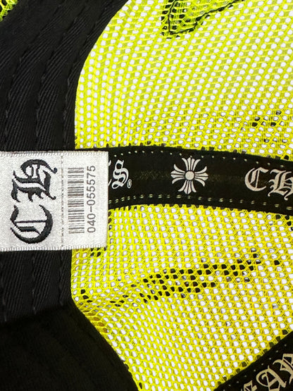 Chrome Hearts Neon Yellow Cemetery Cross Patch Trucker Hat