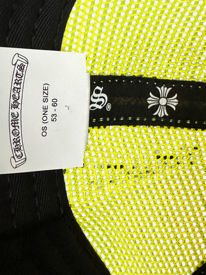 Chrome Hearts Neon Yellow Cemetery Cross Patch Trucker Hat