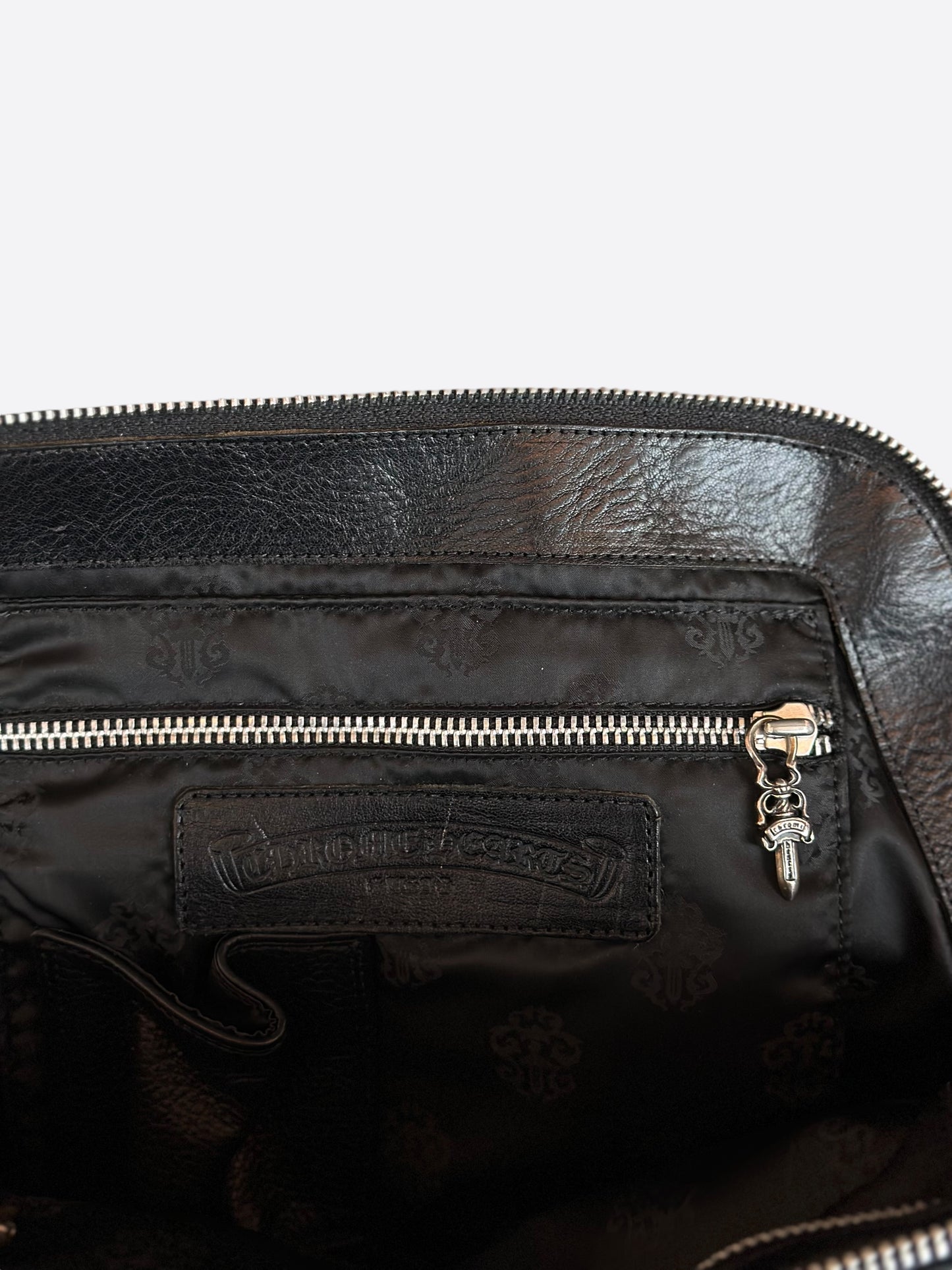 Chrome Hearts Navy Leather Mini Bowling Bag