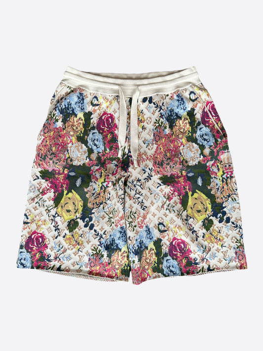 Louis Vuitton Beige Multicolor Floral Monogram Shorts