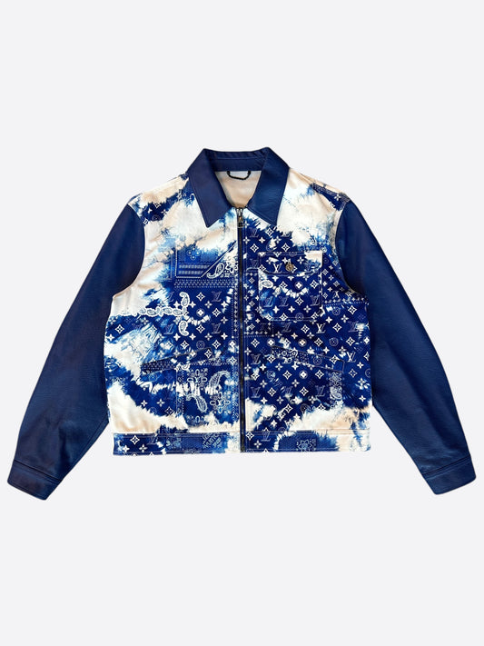 Louis Vuitton Blue Bandana Mixed Leather Jacket