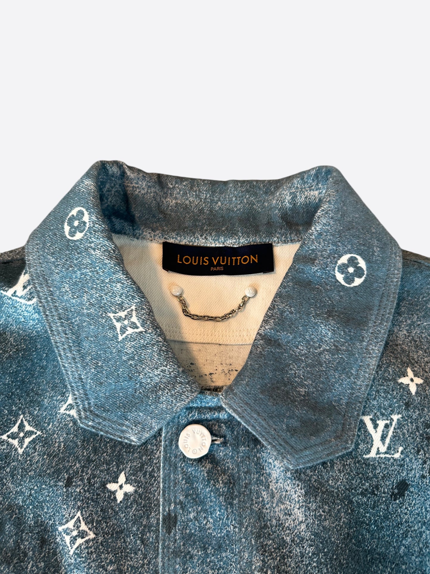 Louis Vuitton Blue & White Gradient Snowfall Monogram Denim Jacket