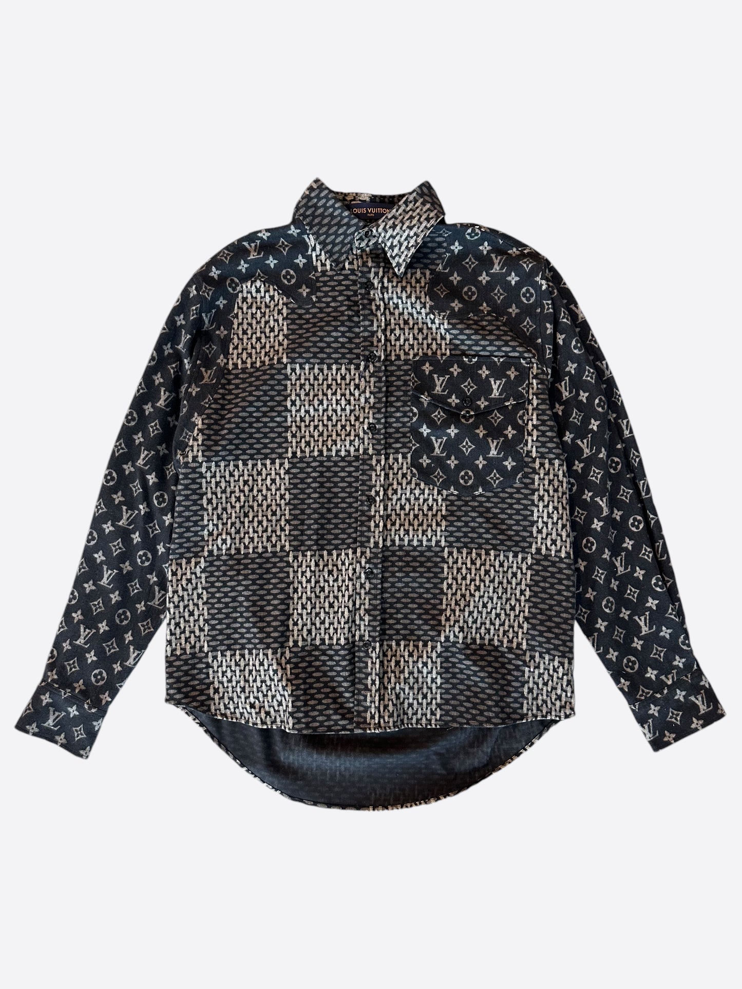 Louis Vuitton Nigo Grey Giant Damier Monogram Button Up Shirt