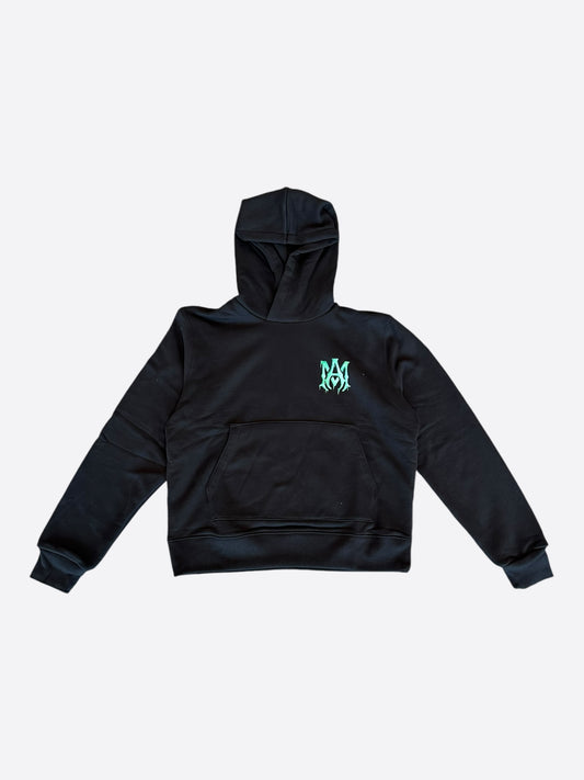 Amiri Black & Green Watercolor MA Logo Hoodie