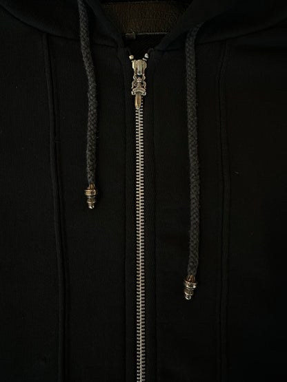 Chrome Hearts Black Leather Horseshoe Logo Zip Up Hoodie