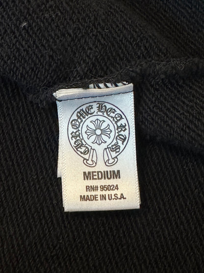 Chrome Hearts Black Leather Horseshoe Logo Zip Up Hoodie
