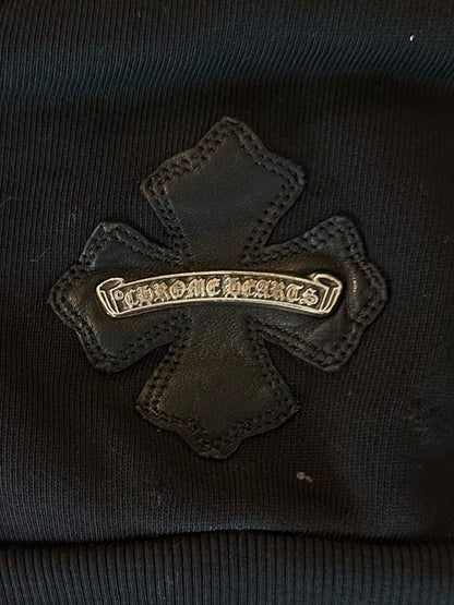 Chrome Hearts Black Leather Horseshoe Logo Zip Up Hoodie