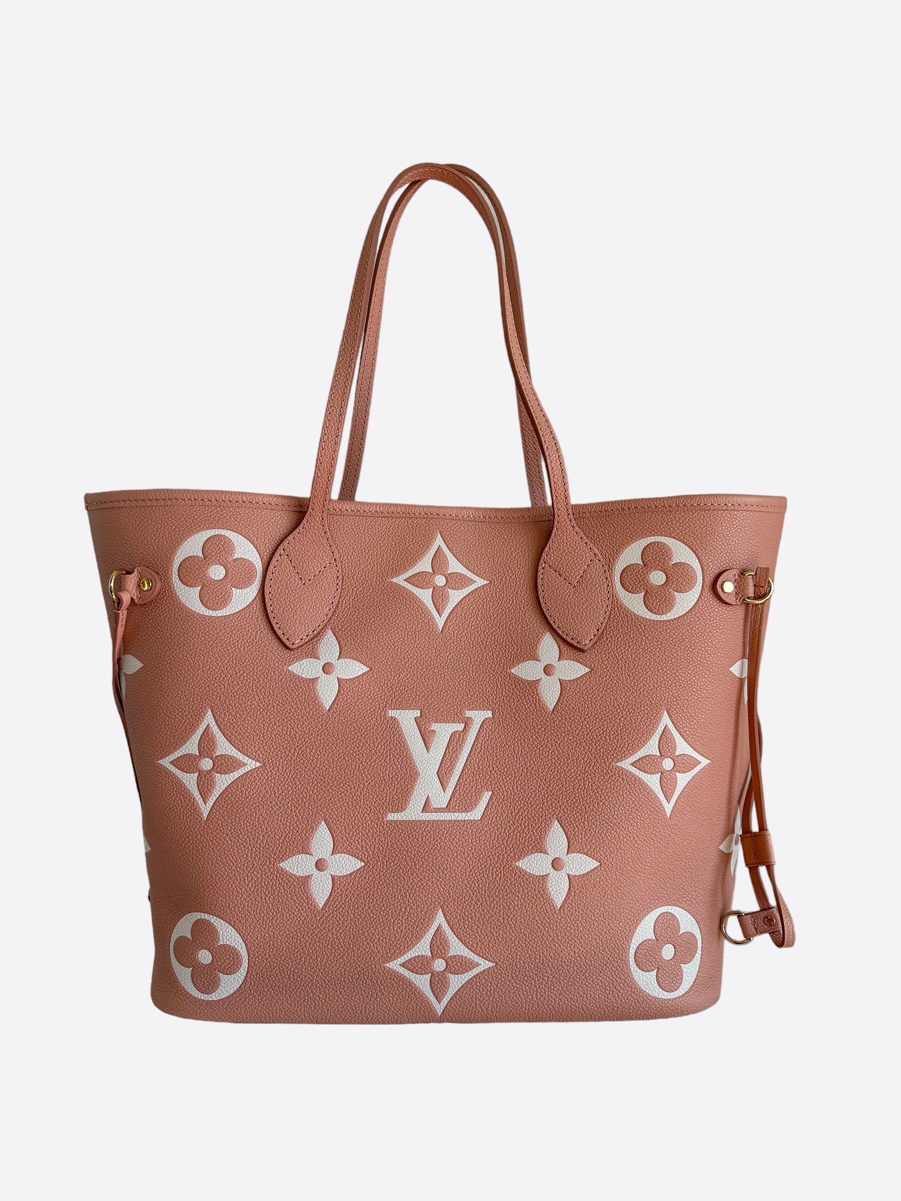 Louis Vuitton lv neverfull shopping bag monogram with hot pink interior MM  size
