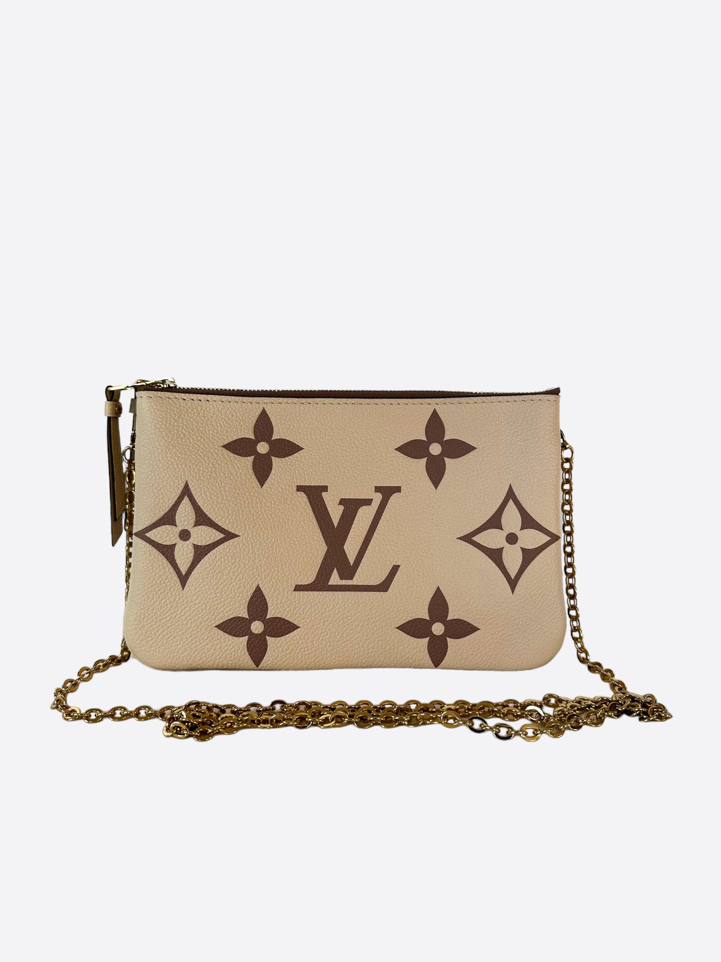 Louis Vuitton Creme & Dusty Rose Double Zip Pochette