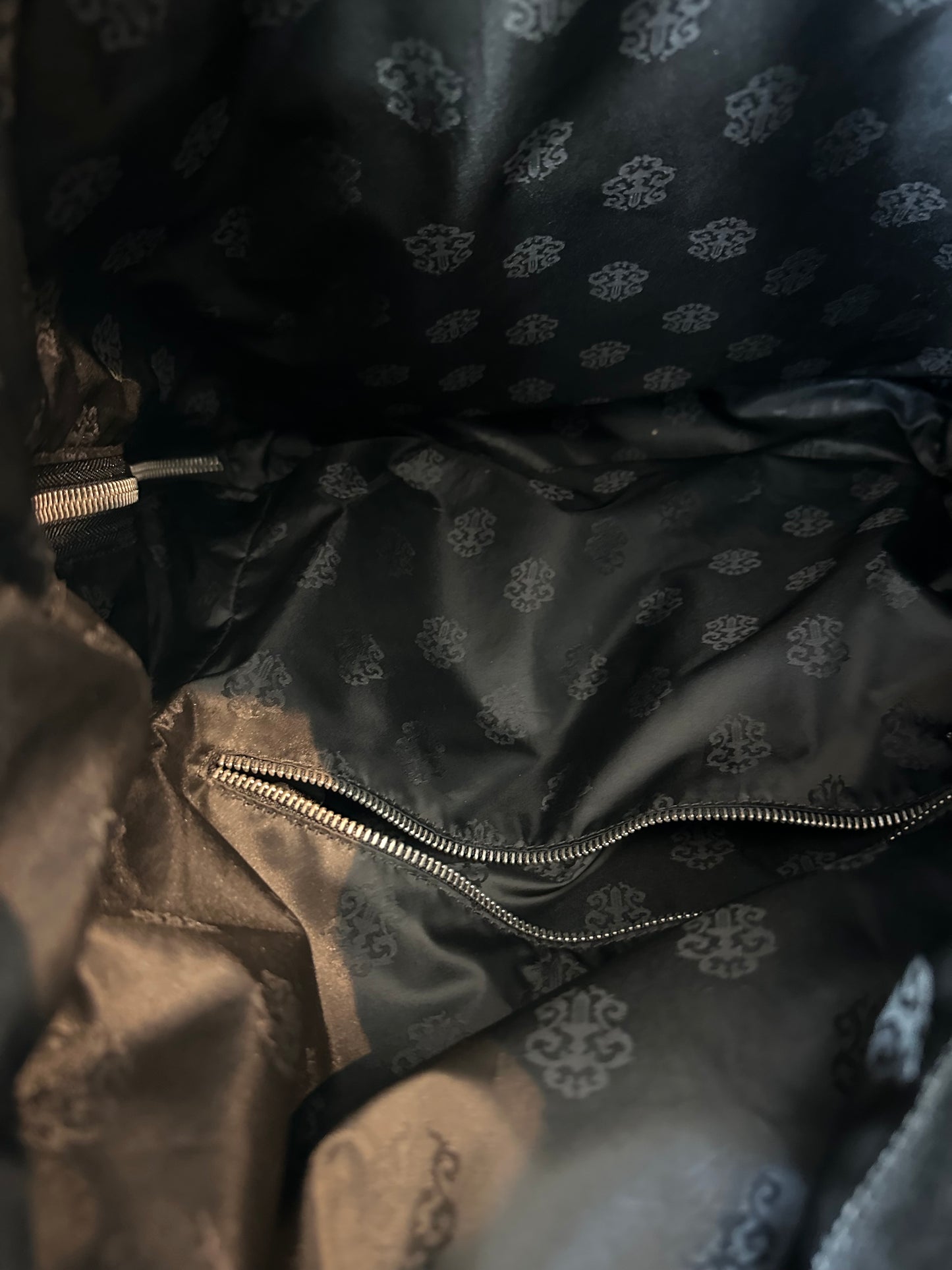 Chrome Hearts Black Cross Patch Leather Drawstring Backpack