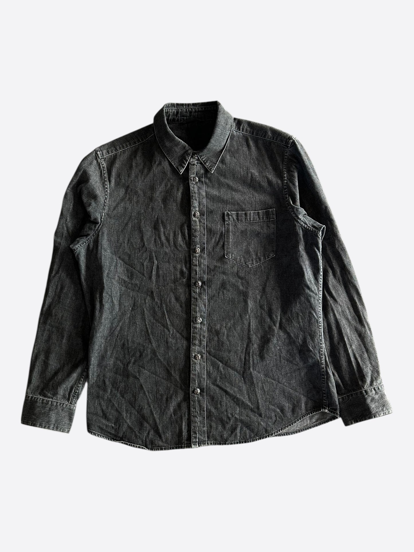 Chrome Hearts Black & White Cross Patch Denim Shirt