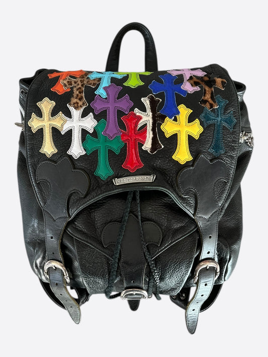Chrome Hearts Black Multicolor Cross Patch Leather Gunslinger Backpack