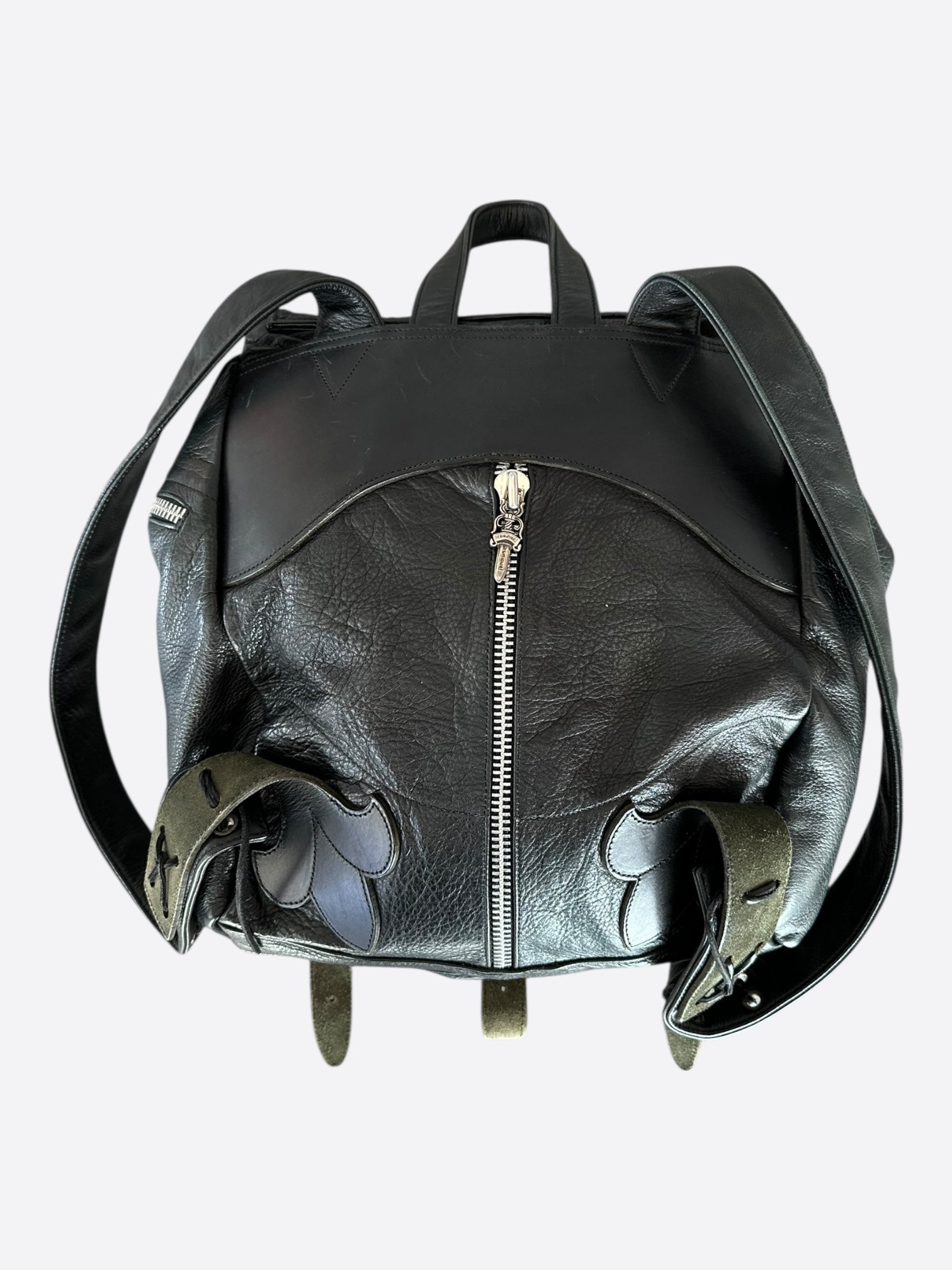 chrome hearts backpack mini Chrome Hearts Black Multicolor Cross Patch Leather Gunslinger Backpack