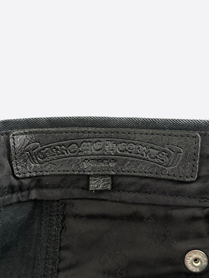 Chrome Hearts Black & White Herringbone Cross Patch Carpenter Pants