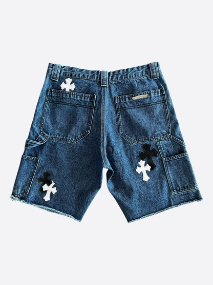 Chrome Hearts Blue & Multicolor Cross Patch Carpenter Shorts