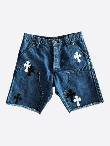 Chrome Hearts Blue & Multicolor Cross Patch Carpenter Shorts