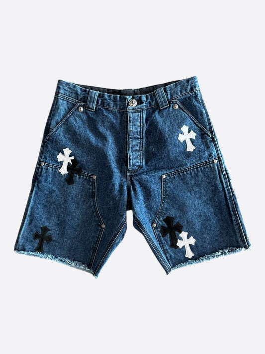 Chrome Hearts Blue & Multicolor Cross Patch Carpenter Shorts