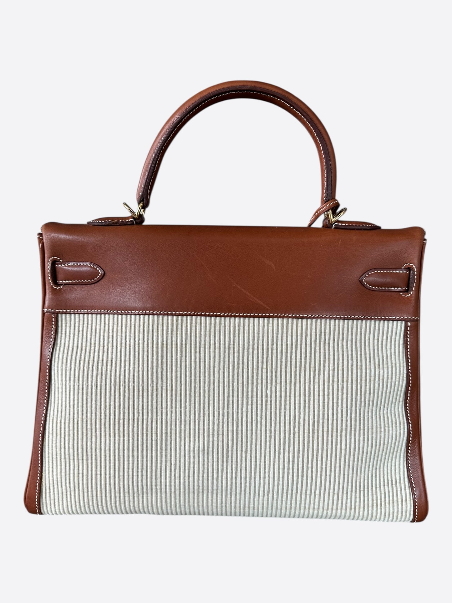 Hermes Brown Swift & Canvas Retourne Kelly 35
