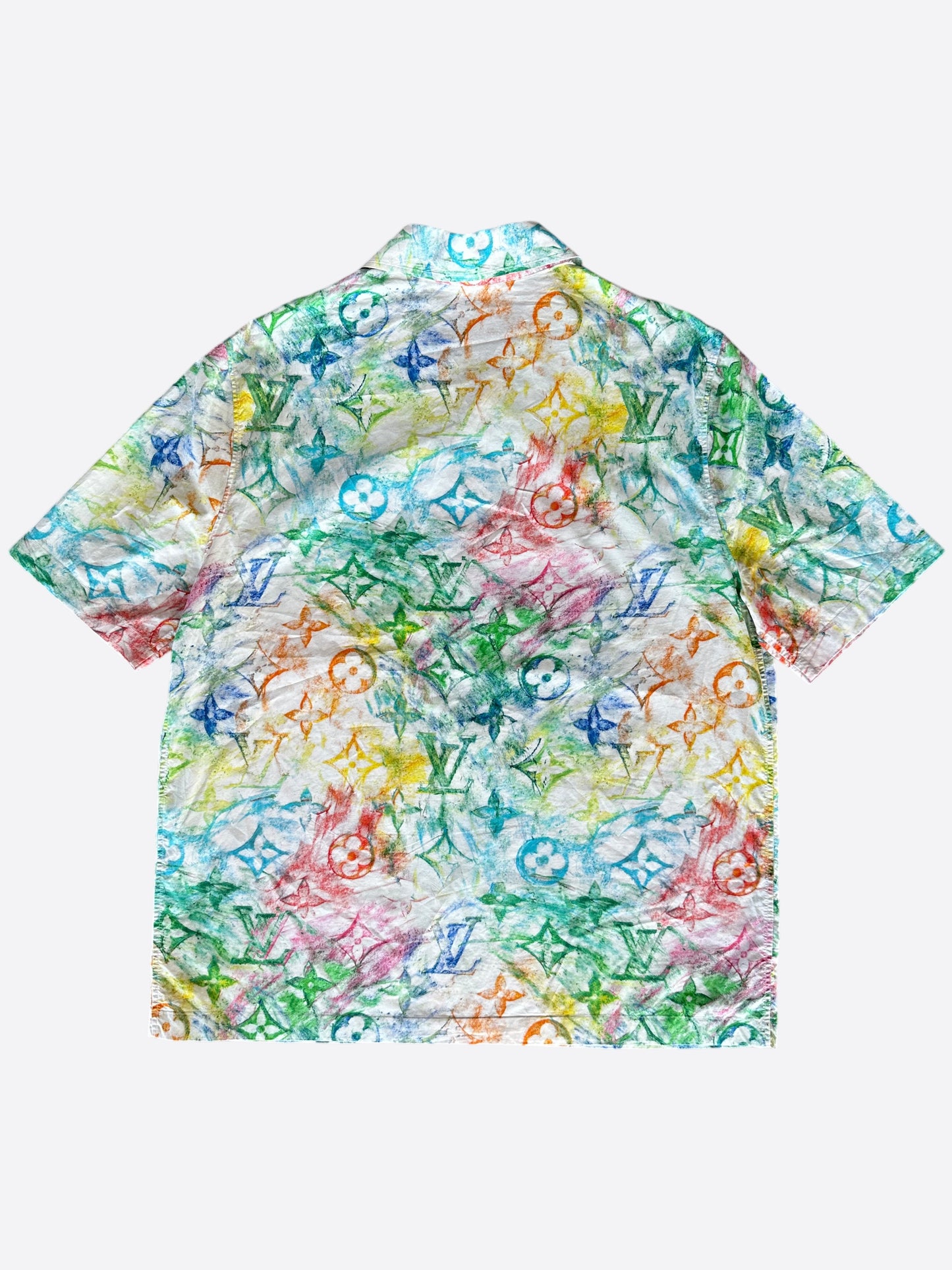 Louis Vuitton White Multicolor Pastel Monogram Button Up Shirt