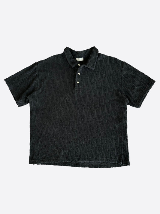 Dior Black Oblique Towel Polo T-Shirt