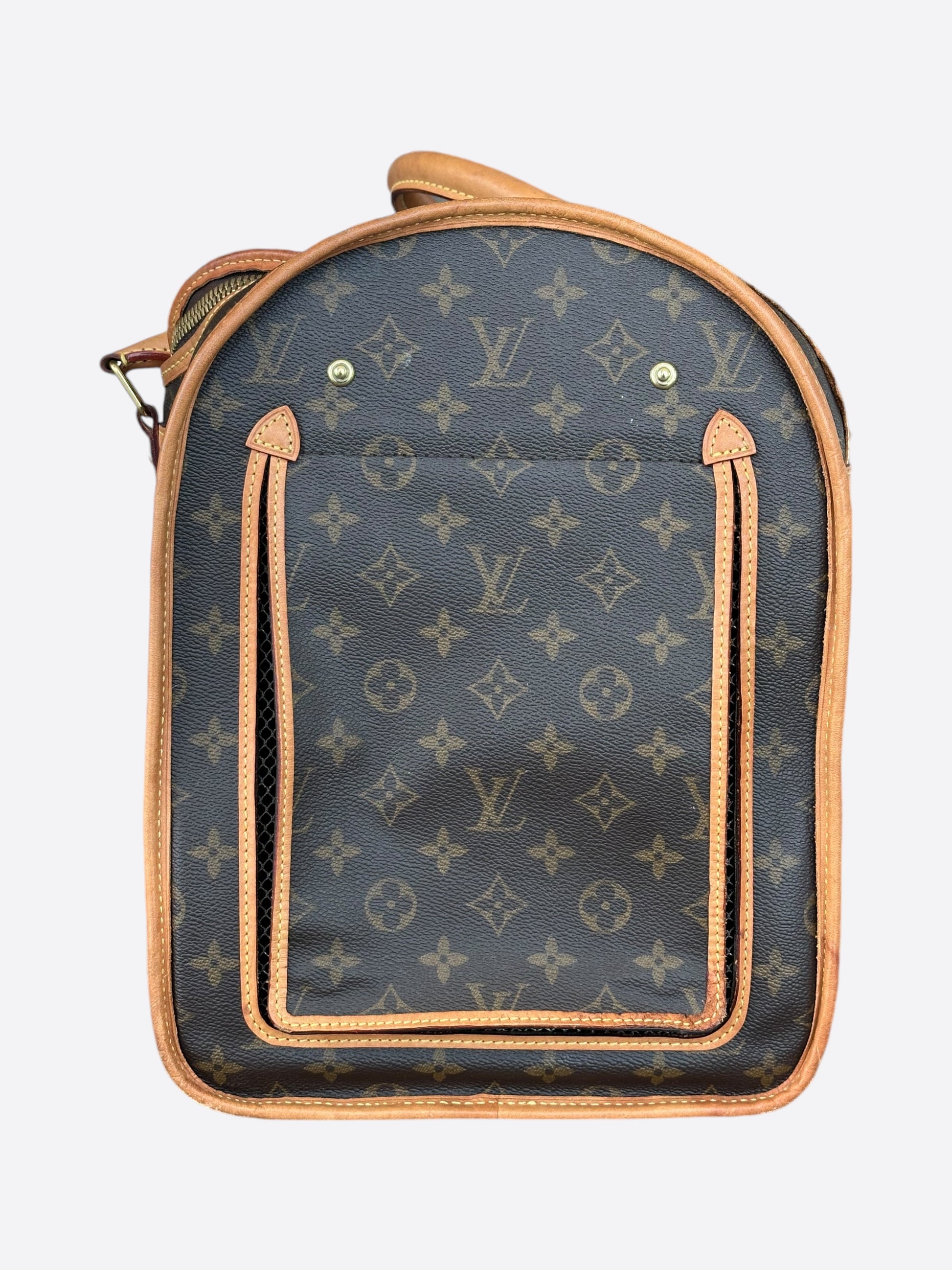 louis vuitton backpack for dog Louis Vuitton Brown Monogram Dog Carrier – Savonches