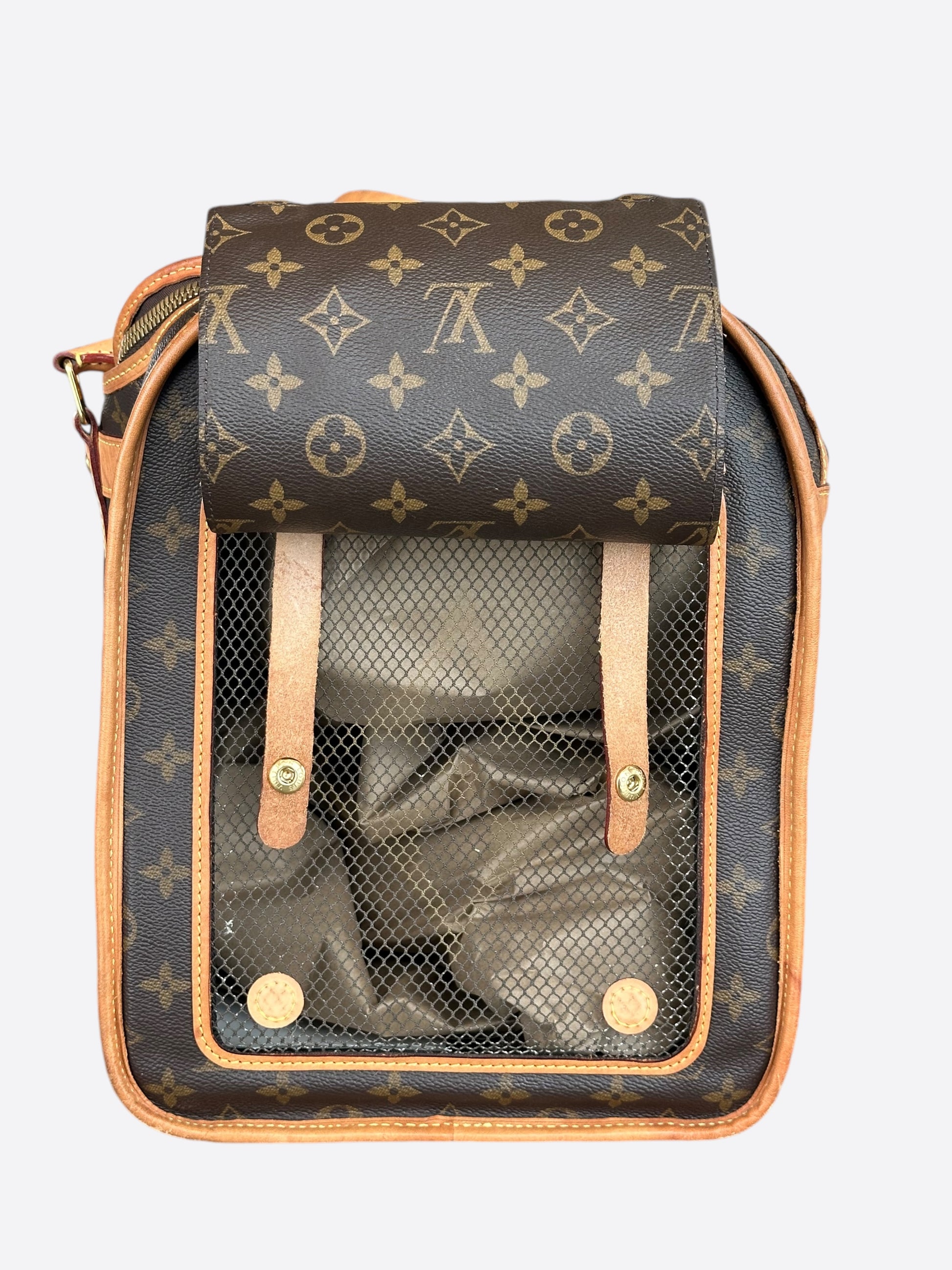 louis vuitton backpack for dog Louis Vuitton Brown Monogram Dog Carrier – Savonches