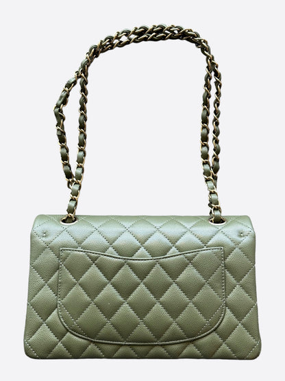 Chanel Olive Small Quilted Caviar Flap Bag