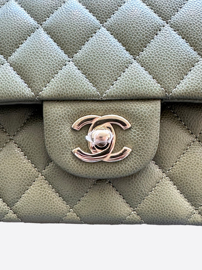 Chanel Olive Small Quilted Caviar Flap Bag