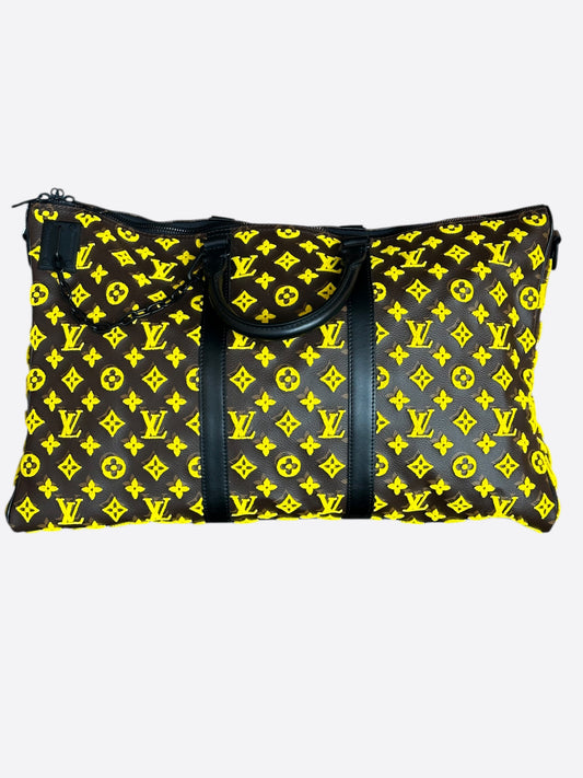 Louis Vuitton Brown & Yellow Tuffetage Monogram Triangle Keepall 50