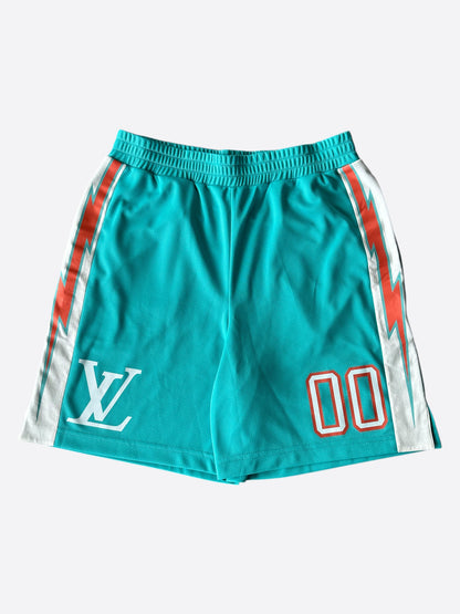 Louis Vuitton Turquoise Lightning Logo Shorts