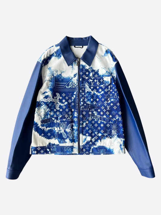 Louis Vuitton Blue Bandana Mixed Leather Jacket