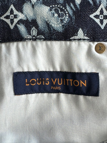 Louis Vuitton Blue Bleached Bandana Monogram Denim Shorts