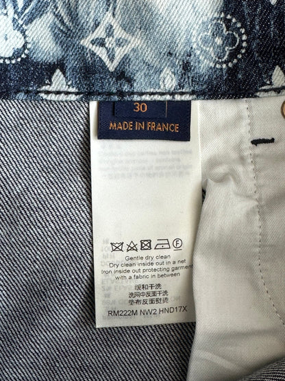 Louis Vuitton Blue Bleached Bandana Monogram Denim Shorts