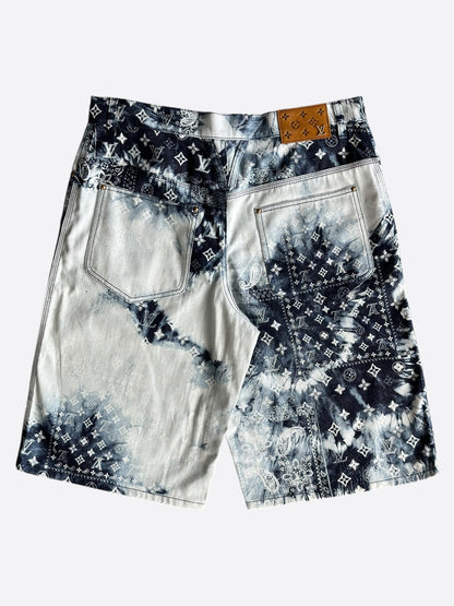 Louis Vuitton Blue Bleached Bandana Monogram Denim Shorts