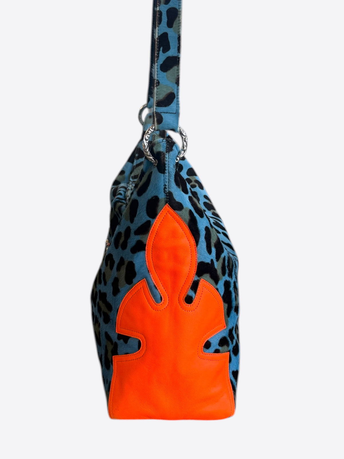 Chrome Hearts Blue Leopard & Orange Cross Patch Lyon Bag
