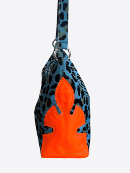 Chrome Hearts Blue Leopard & Orange Cross Patch Lyon Bag