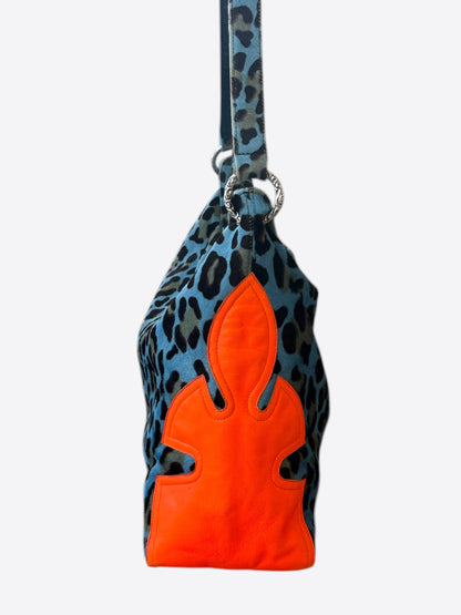 Chrome Hearts Blue Leopard & Orange Cross Patch Lyon Bag
