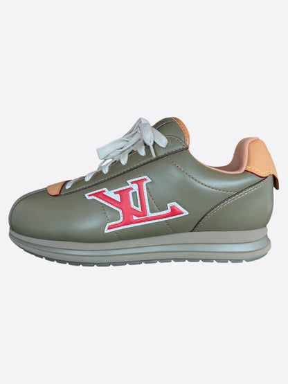 Louis Vuitton Khaki & Red Buttersoft Sneakers