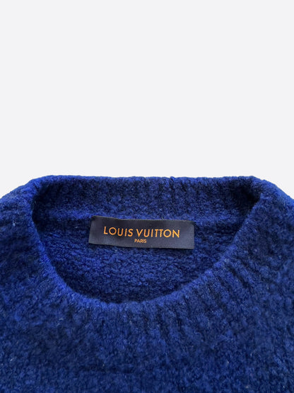 Louis Vuitton Blue & White Logo Wool Sweater