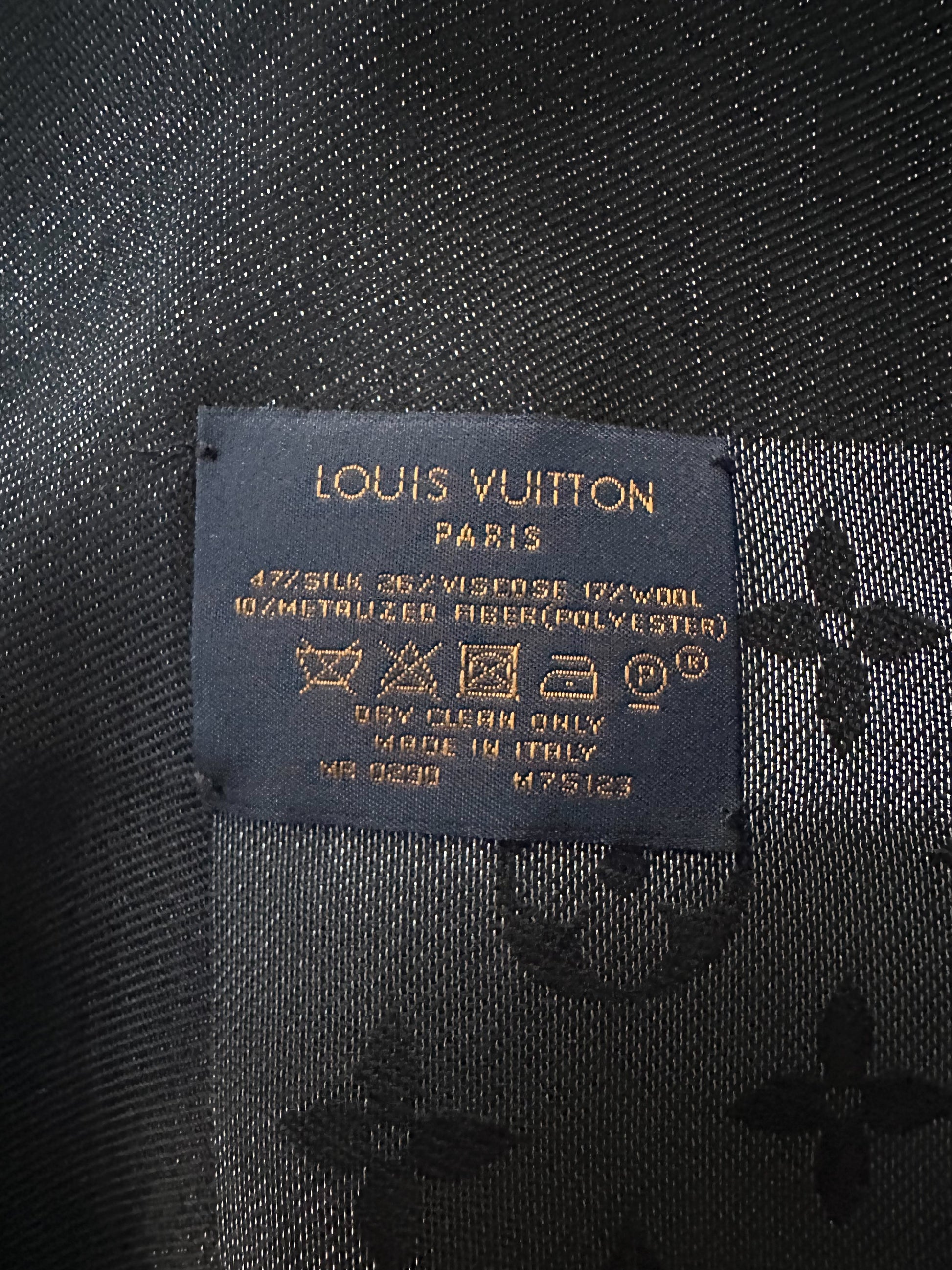 LOUIS VUITTON Wool Silk Monogram Shawl Caramel 25625