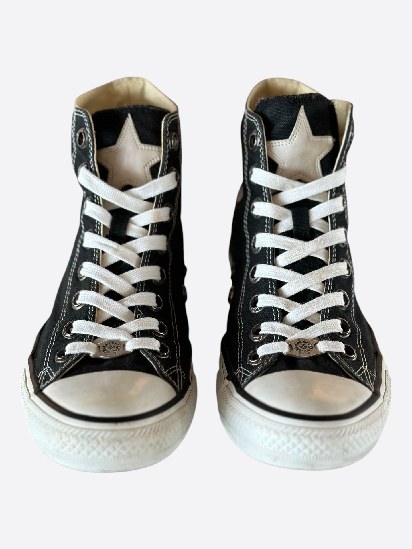 Chrome Hearts Black & White Star Patch High Top Converse