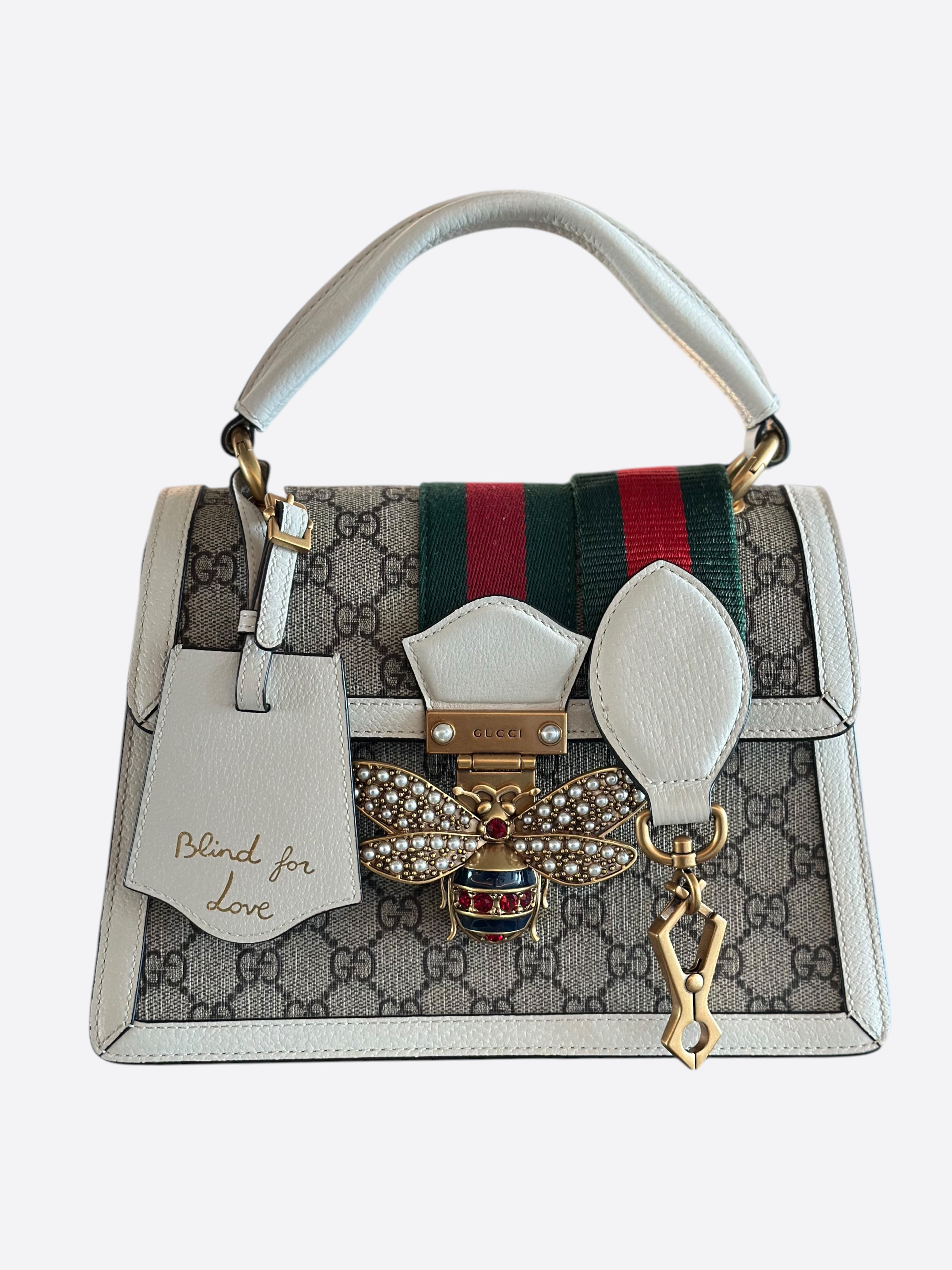 Gucci White Beige GG Monogram Queen Margaret Bag Savonches