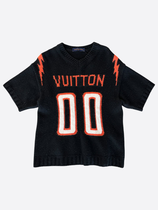 Louis Vuitton Black & Orange Knit Football Jersey