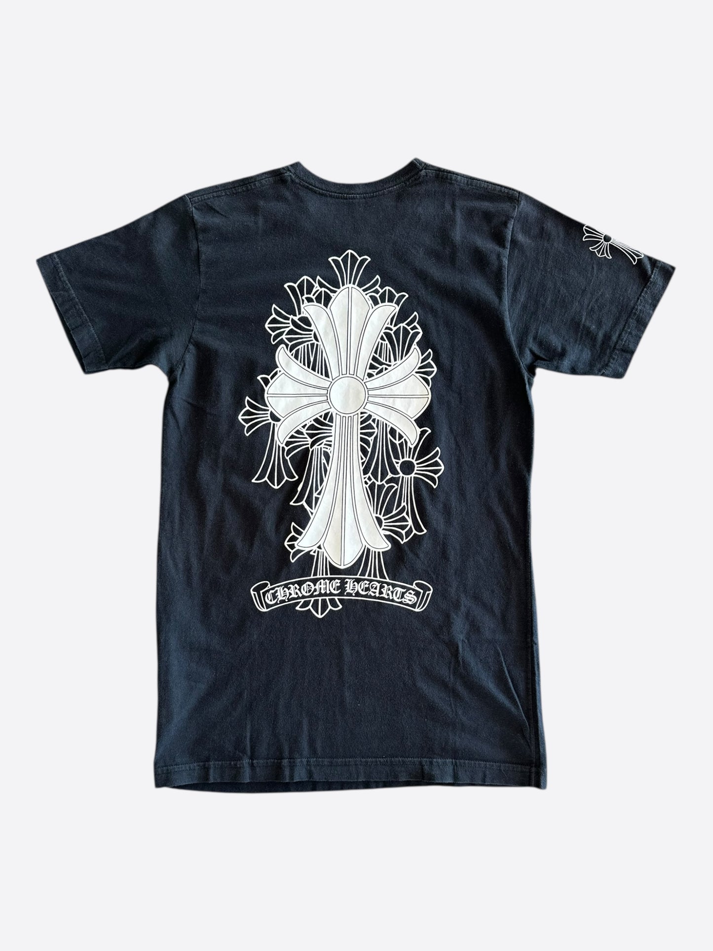 Chrome Hearts Black & White Cemetery Cross Logo T-Shirt