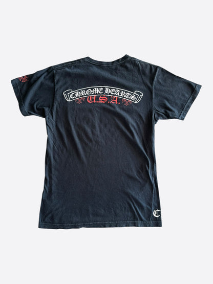 Chrome Hearts Black & White USA Scroll Logo T-Shirt