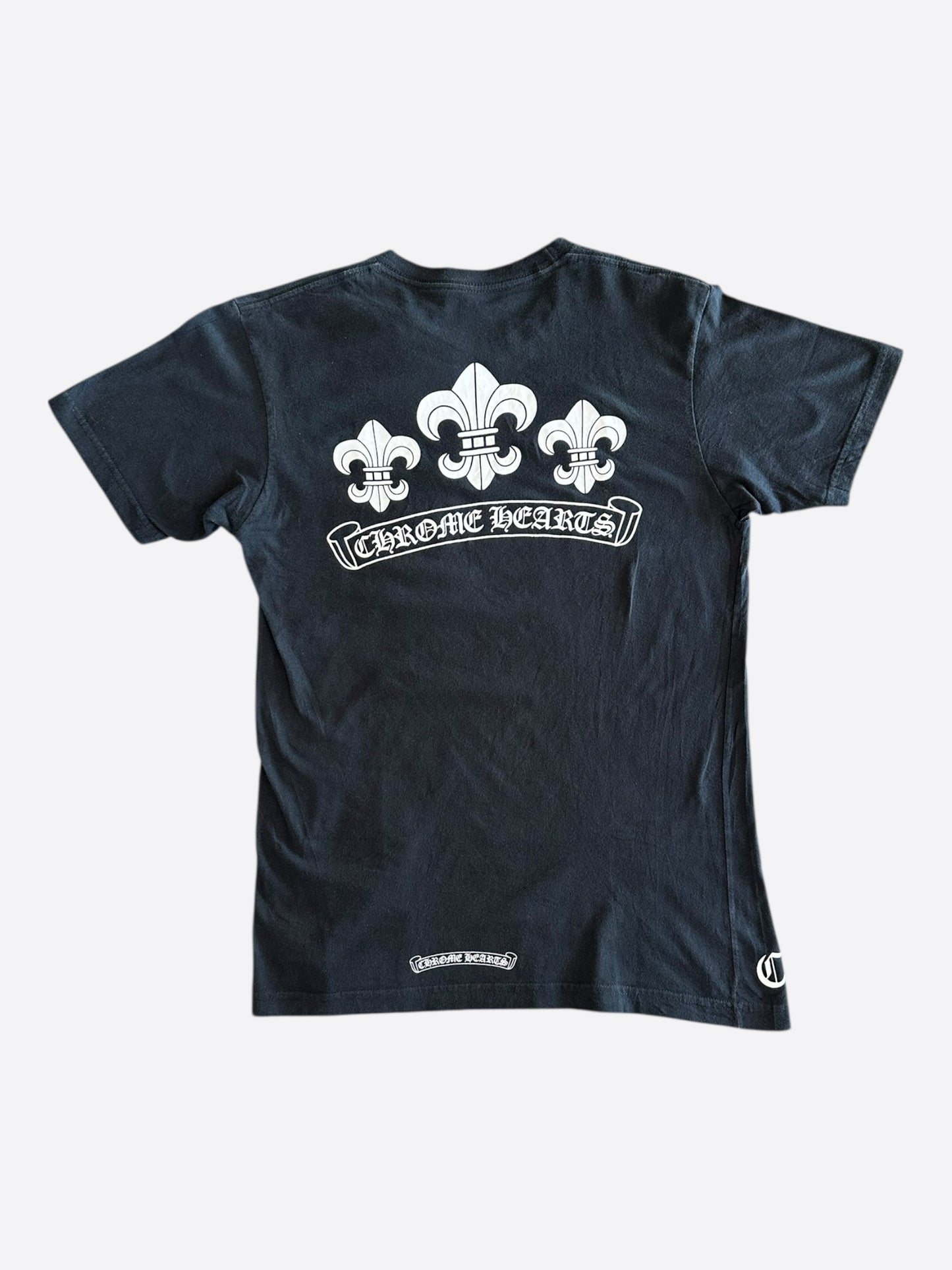 Chrome Hearts Black & White Fleur Scroll Logo T-Shirt