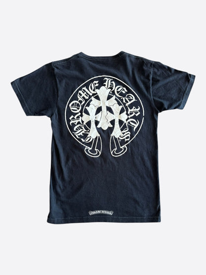Chrome Hearts Black & White Triple Cross Horseshoe Logo T-Shirt