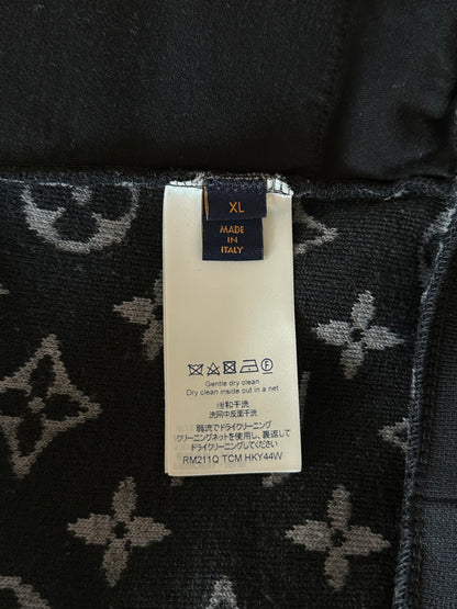Louis Vuitton Black & Grey Monogram Fleece Zip Up Jacket